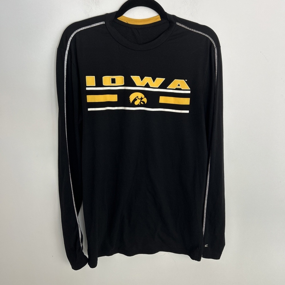 Iowa Hawkeyes Men's Large Long Sleeve Black Gold Lightweight Shirt